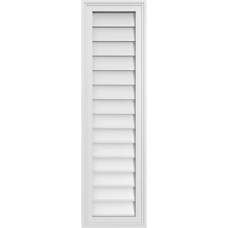 Ekena Millwork Vertical Surface Mount PVC Gable Vnt: Non-Functional, w/2"W x 1-1/2"H, Brickmould Frame, 12"W x 42"H GVPVE12X4202SN